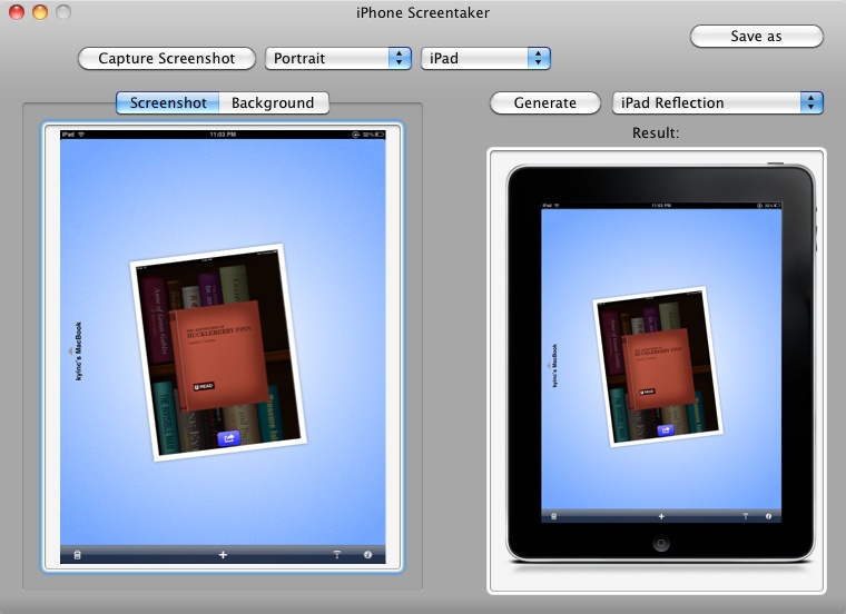 iPhone Screentaker – Creating a screenshot in an iPad