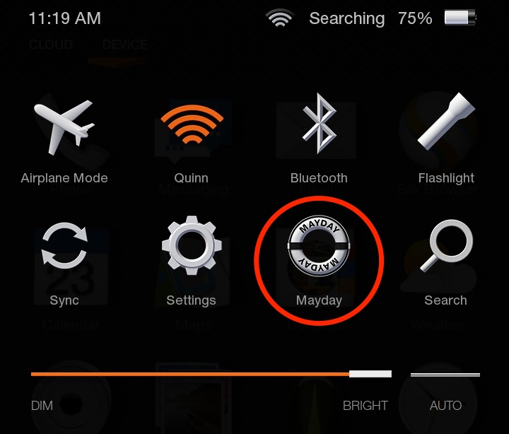 The Mayday icon in the Quick Actions bar