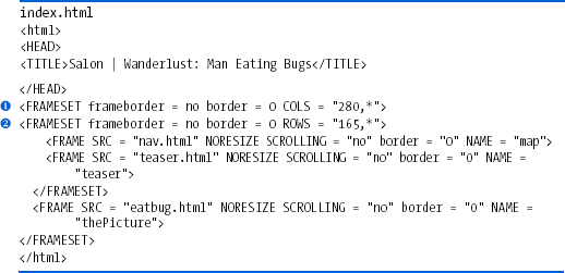 Salon's bug-eating script—frame set