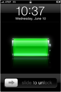 Waking an iPhone from sleep mode displays the current time and date on the screen.
