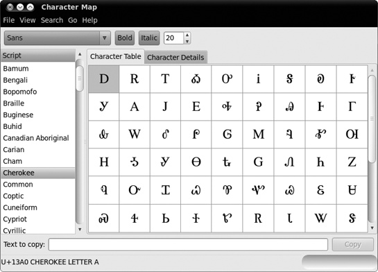 Inputting characters with the Character Map utility