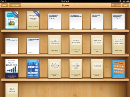 The iBooks virtual shelf