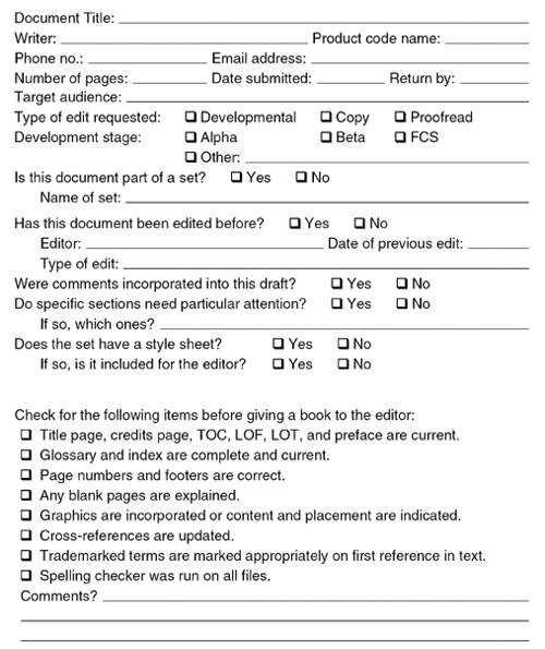 Request for Editing Form