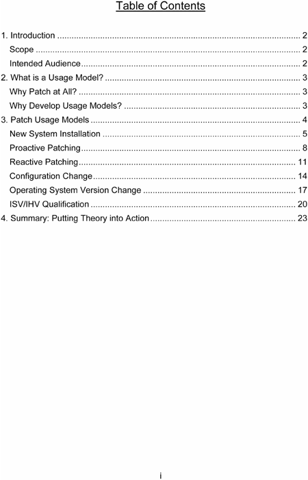 Patching Usage Models White Paper