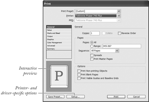 The Print dialog box (in Windows)