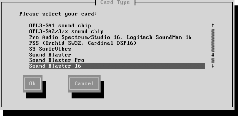 The Card Type dialog box