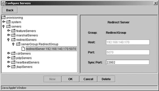 Redirect server data entry screen