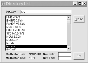 frmTimeStamp shows a selected file’s modification date and time