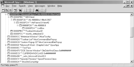 Using Spy++ to view all running top-level windows and their child windows