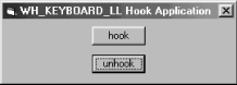 Screenshot of low-level keyboard hook application