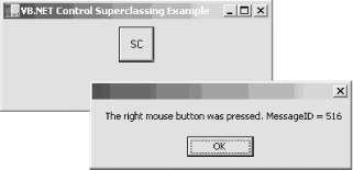 The application containing the superclassed button control
