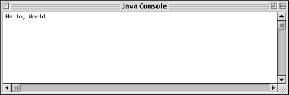 MacOS 8 Java Console showing program output