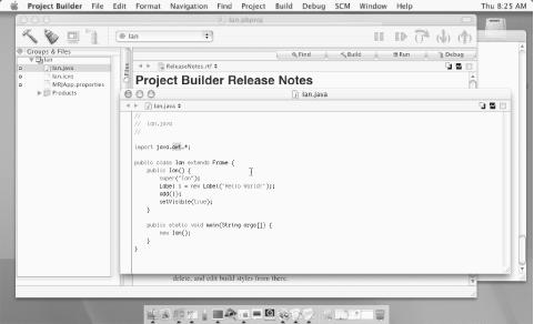 MacOS X Developer Tools IDE: main windows