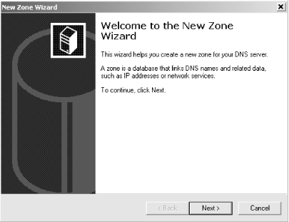 New Zone Wizard, first window