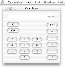 Calculator application window and menu bar