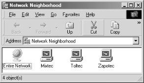 Network Neighborhood showing Toltec, the Samba server