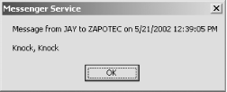 Receiving a message on a Windows 2000 system