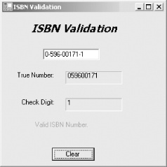 IsbnValidate showing a valid ISBN number