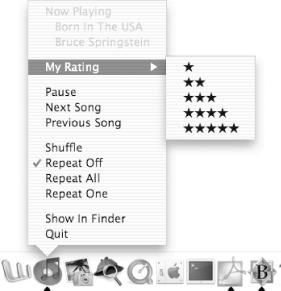 The Dock menu for iTunes