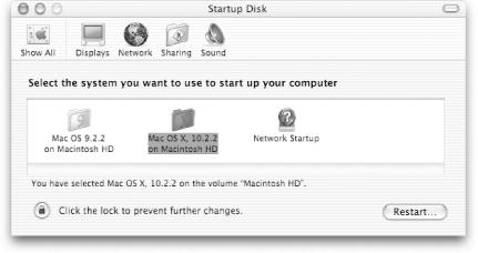 The Startup Disk preference panel