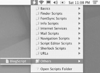 Running BlogScript from the Mac OS X Script menu