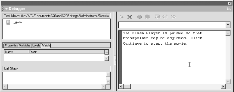 The interactive debugger of Flash MX