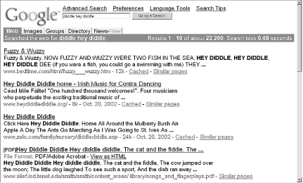 Result page for âdiddle hey diddleâ