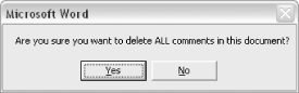 Confirming that you want to delete all comments in a document