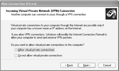 Allowing a VPN connection