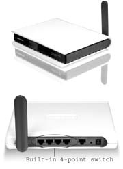 Top: A WiFi router beams your network's connection throughout your home.Bottom: The backsides of most WiFi routhers have built-in switches, which are handy if you've got a desktop PC that you want to plug directly into the router.