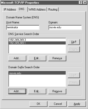 Resolver configuration under Windows NT