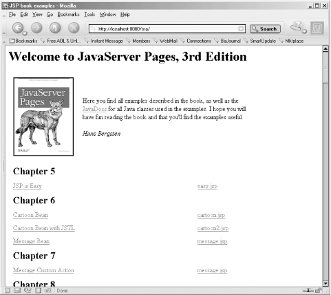 JSP book examples start page