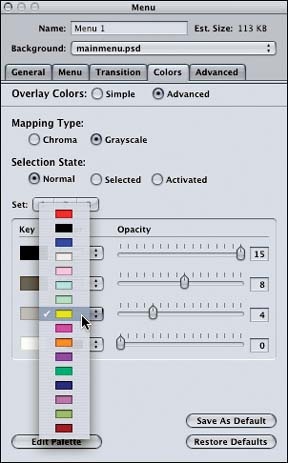 Setting the highlight colors for your menu buttons