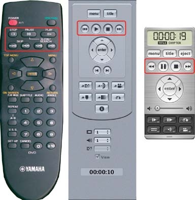 VCR functions on consumer player and software remotes