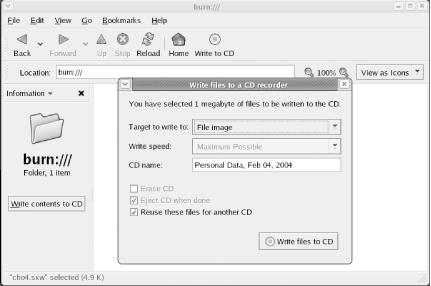 The Write Files to a CD Recorder dialog box