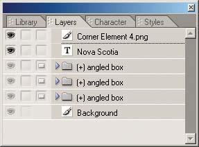 Take a look at the Layers palette to see the Photoshop layer structure and naming conventions used for Encore menus.