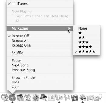The Dock menu for iTunes
