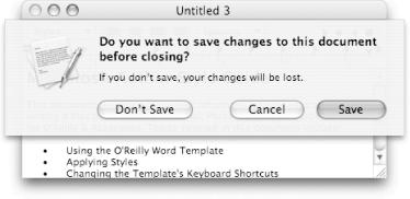 This sheet appears when you attempt to close a window with unsaved changes