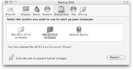 The Startup Disk preference panel