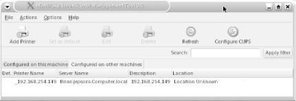 Using Mandrake Linux to browse printers hosted on other machines