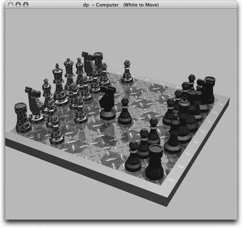 You don’t have to be terribly exact about grabbing the chess pieces when it’s time to make your move. Just click anywhere within a piece’s current square to drag it into a new position on the board (shown here in its Marble incarnation). And how did this chess board get rotated like this? Because in this program you can grab a corner of the board and rotate it in 3-D space. Cool!