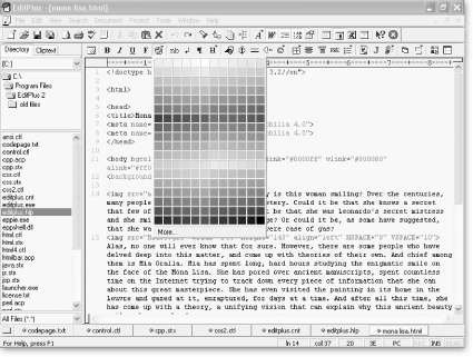 If you use a text editor to create or edit HTML files, EditPlus comes with a handful of HTML-friendly tools, including a color picker, shown here, which saves you from having to memorize or look up HTML color codes. Just choose the color from the palette and EditPlus automatically adds the right HTML code to your file.