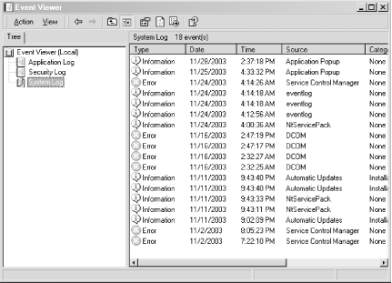 The Windows Event Viewer