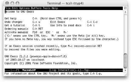 The Terminal-based Emacs built into Mac OS X
