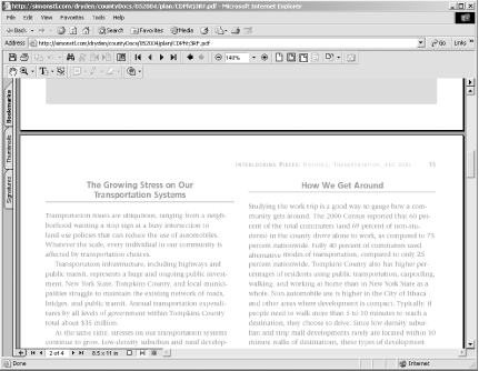 Viewing a PDF document through Acrobat Reader in the browser