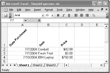 Keep in mind that on a computer screen, the rotated text looks a little blurry since Excel needs to convert your text into a graphic that it can display. However, when you print your worksheet, the text will look much clearer than it does on screen.