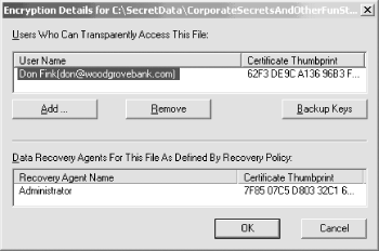 Administrator is the data recovery agent for this file