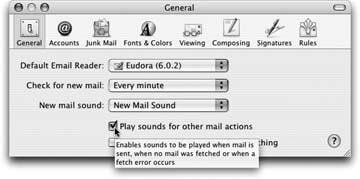 Mail’s General settings preferences pane.