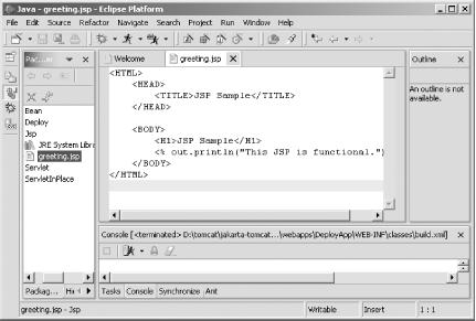 Editing JSP code