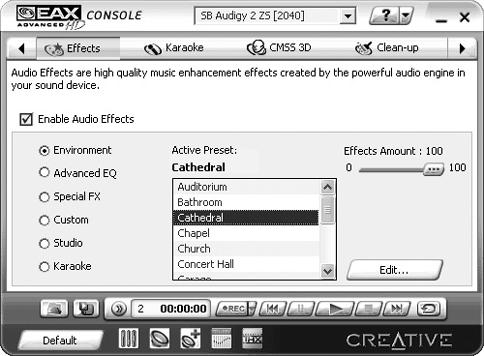 Adjust or disable EAX effects when they impair sound playback.